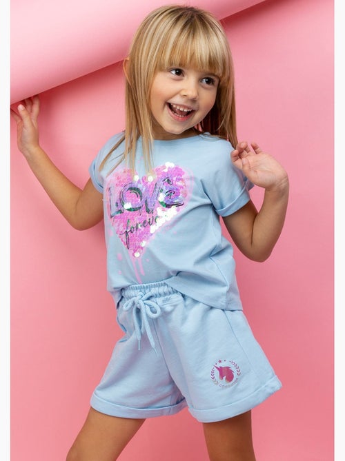 Short deportivo de niña en celeste - Kiabi
