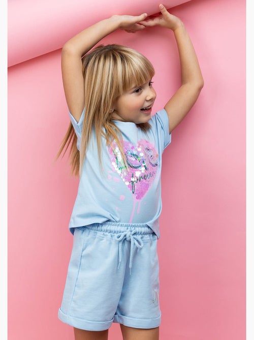 Short deportivo de niña en celeste - Kiabi