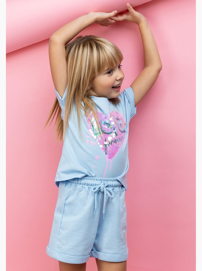 Short Deportivo De Niña En Celeste Azul - Kiabi
