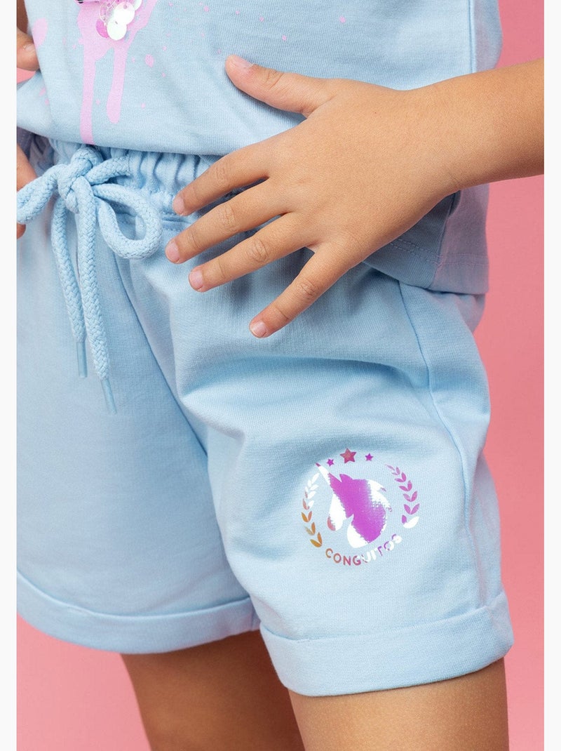 Short Deportivo De Niña En Celeste Azul - Kiabi