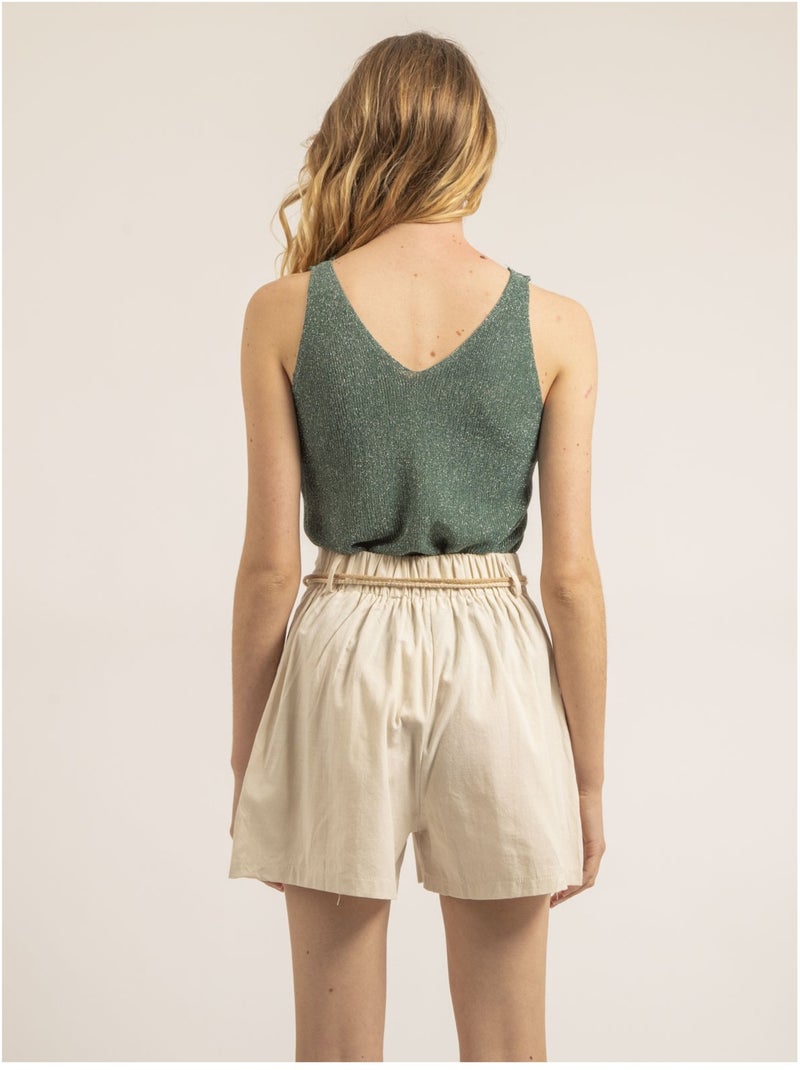 Short efecto lino XEDONA Beige - Kiabi