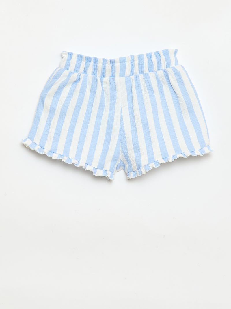 Short estampado con bajo volanteado Azul - Kiabi