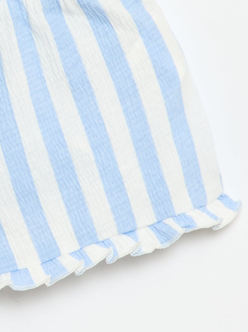 Short estampado con bajo volanteado Azul - Kiabi