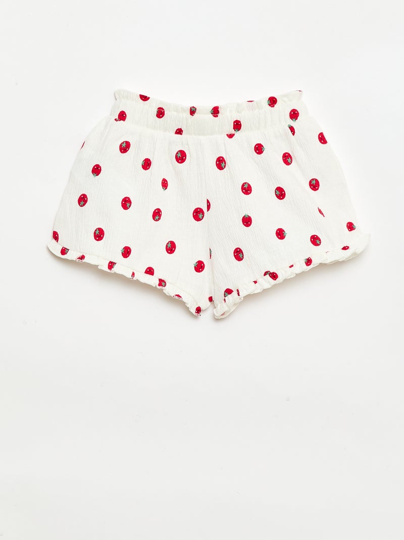 Short estampado con bajo volanteado Blanco - Kiabi