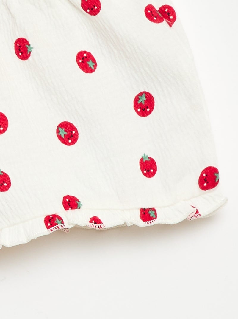 Short estampado con bajo volanteado Blanco - Kiabi