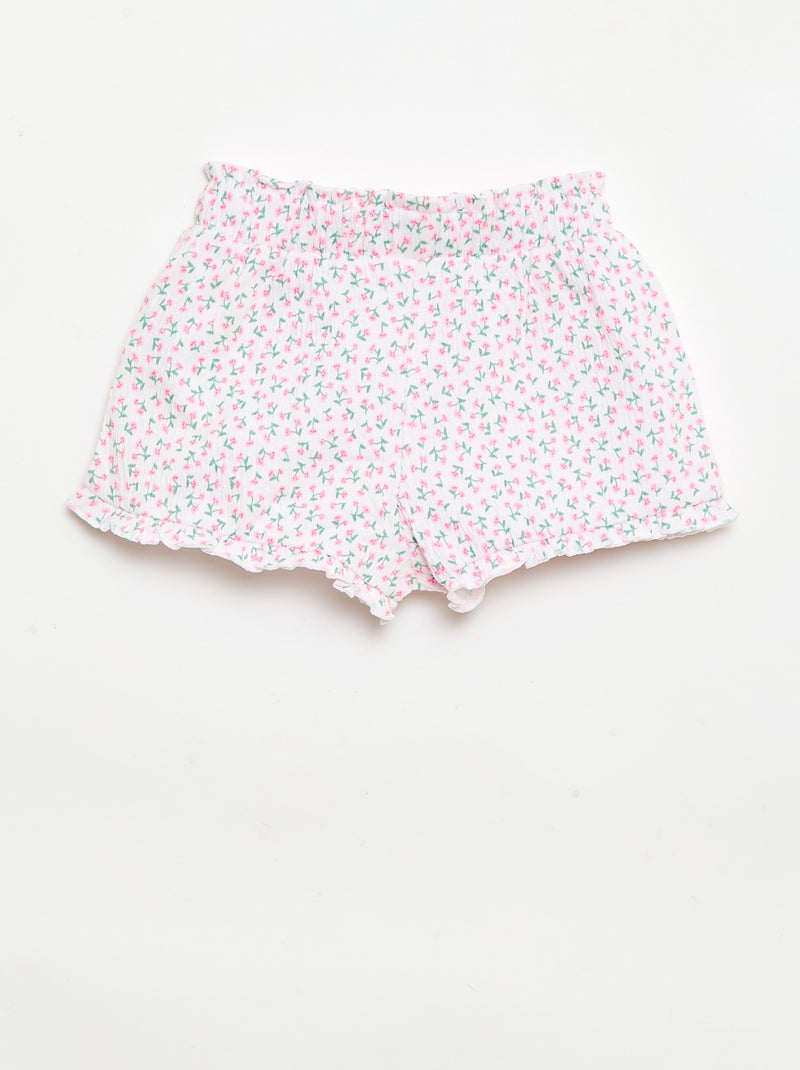 Short estampado con bajo volanteado Rosa - Kiabi