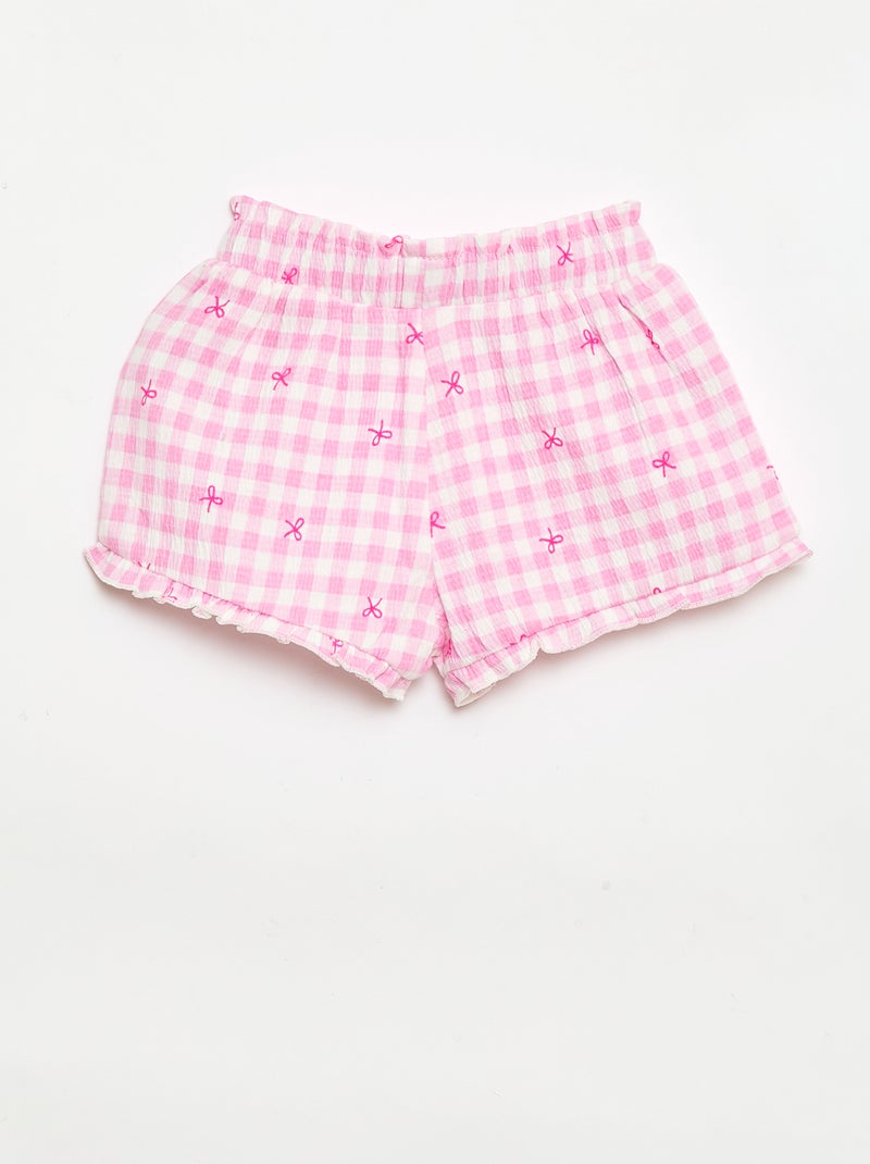 Short estampado con bajo volanteado Rosa - Kiabi