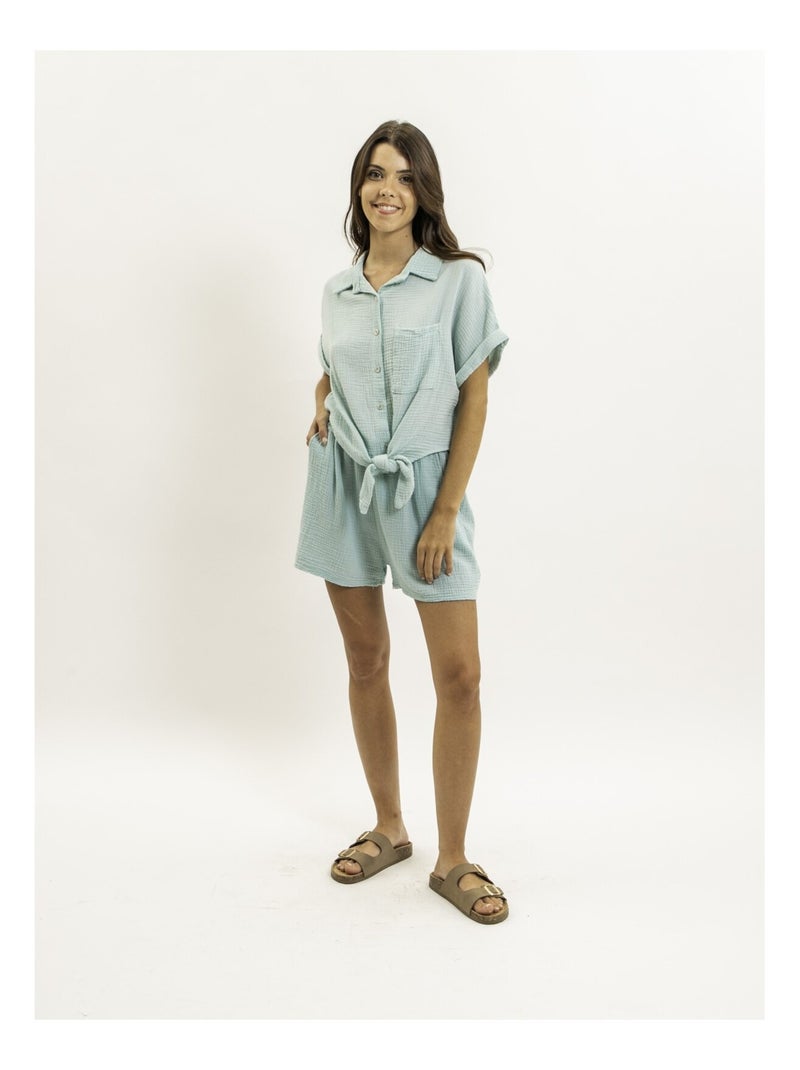 Short fluido de gasa de algodón XELIA Verde agua - Kiabi