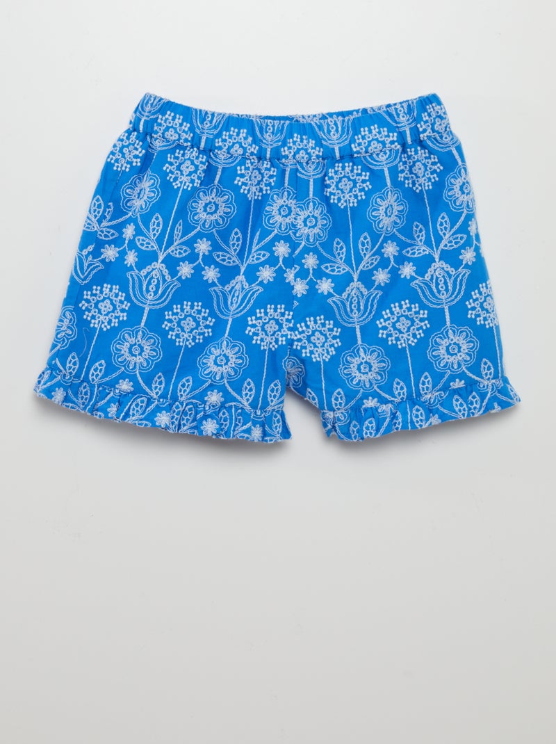 Short ligero con bordado indio AZUL - Kiabi