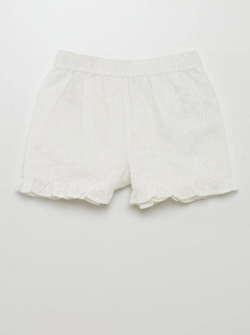 Short ligero con bordado indio BLANCO - Kiabi