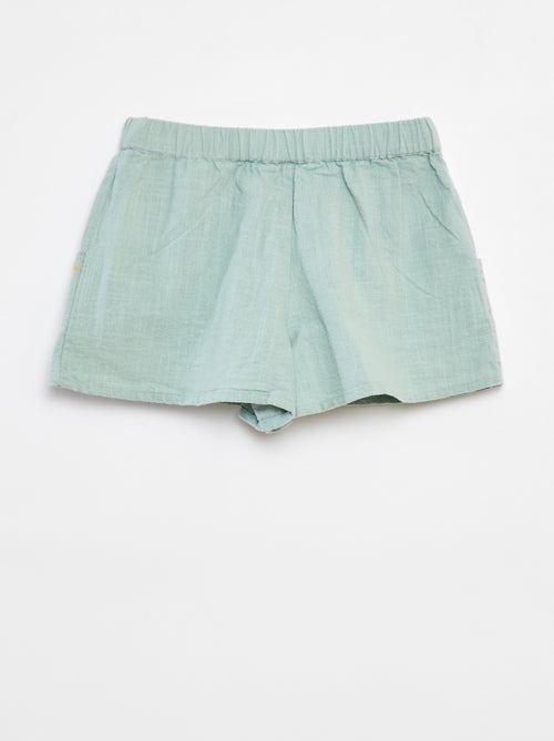 Short ligero con bordados y 2 bolsillos - Kiabi