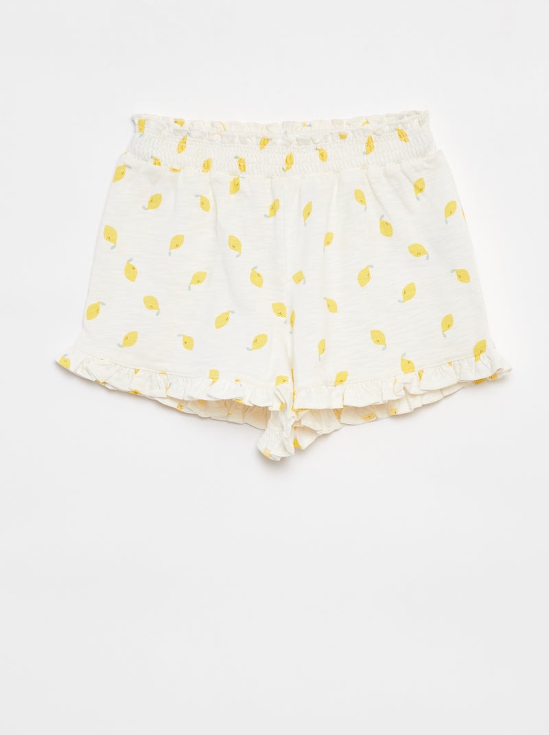 Short ligero con estampado y volante BLANCO - Kiabi