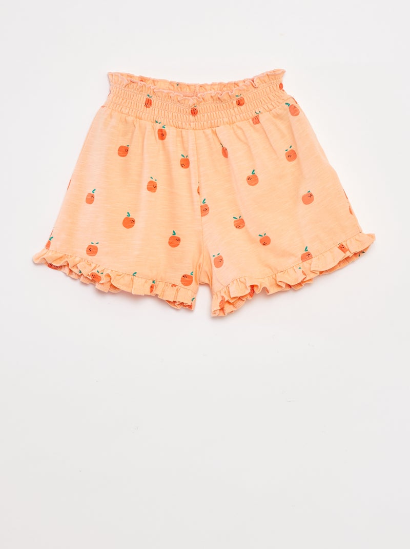 Short ligero con estampado y volante NARANJA - Kiabi