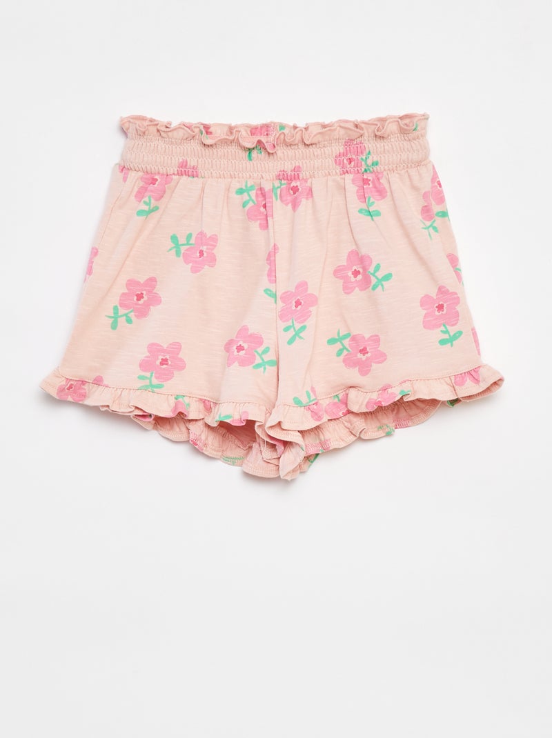 Short ligero con estampado y volante ROSA - Kiabi