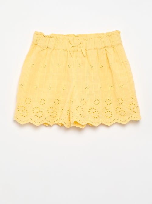 Short liso con bordados ingleses - Kiabi