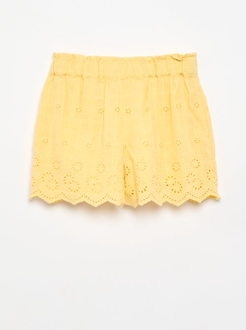 Short liso con bordados ingleses - Kiabi