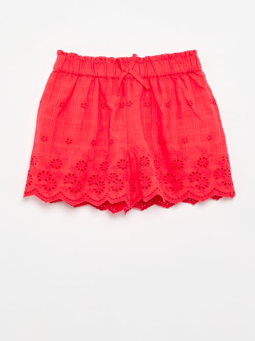 Short liso con bordados ingleses - Kiabi
