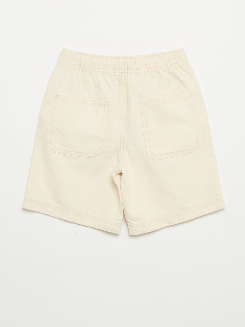 Short liso con cintura elástica Crudo - Kiabi