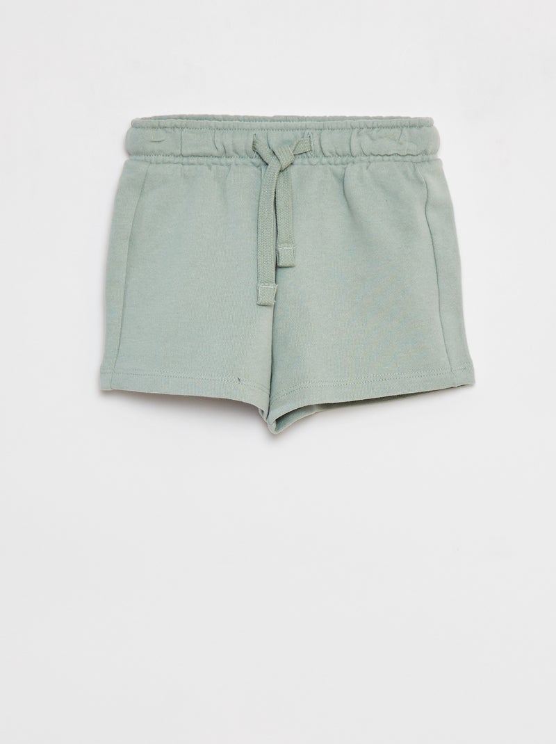 Short liso con cintura elástica VERDE - Kiabi