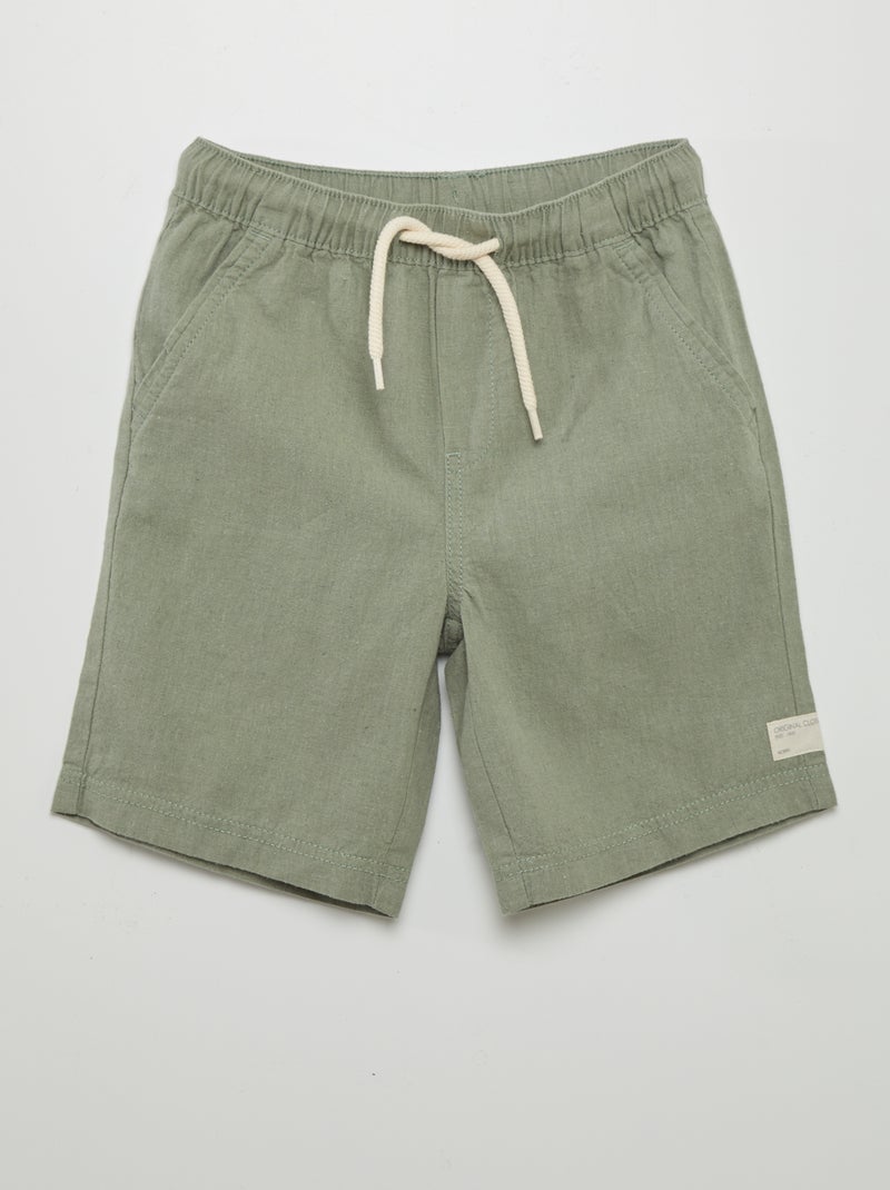 Short liso de lino VERDE - Kiabi