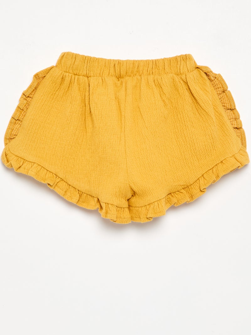 Short liso de punto arrugado Amarillo - Kiabi