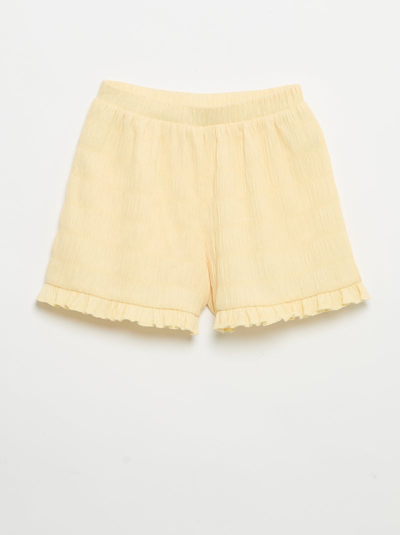 Short liso de punto gofrado Amarillo - Kiabi
