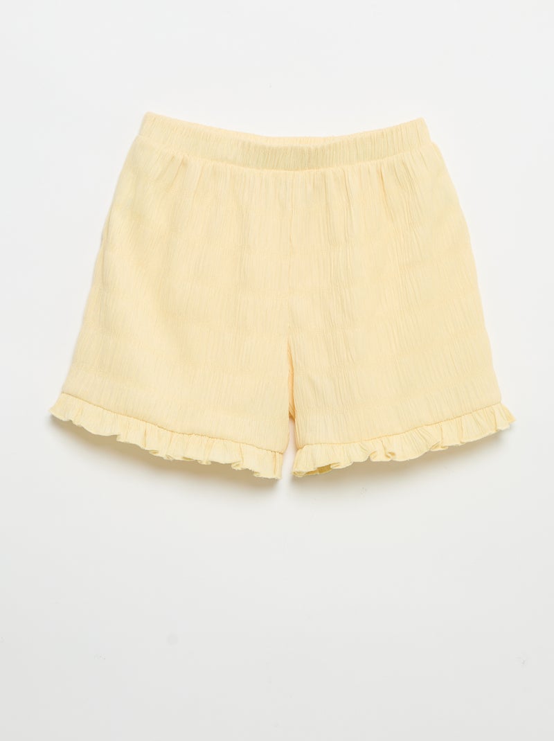 Short liso de punto gofrado Amarillo - Kiabi