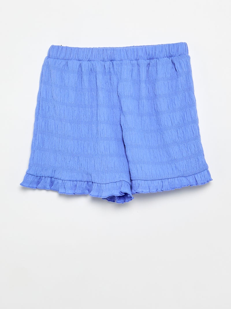 Short liso de punto gofrado Azul - Kiabi