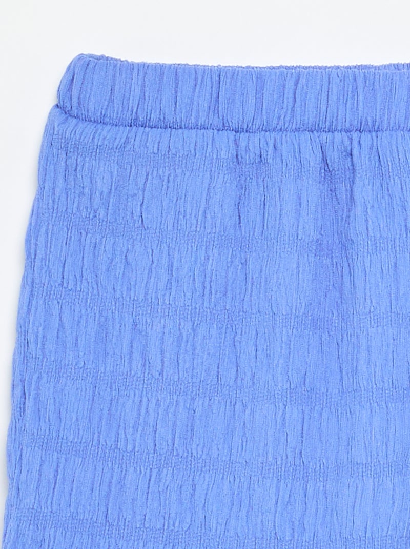 Short liso de punto gofrado Azul - Kiabi