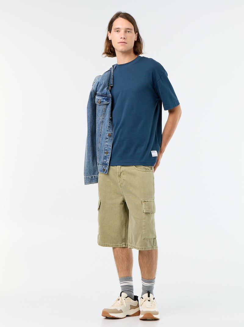 Short liso multibolsillos Kaki - Kiabi
