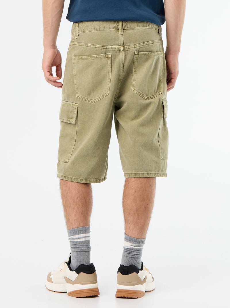 Short liso multibolsillos Kaki - Kiabi
