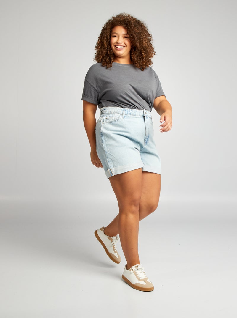Short mom con cintura elástica AZUL - Kiabi