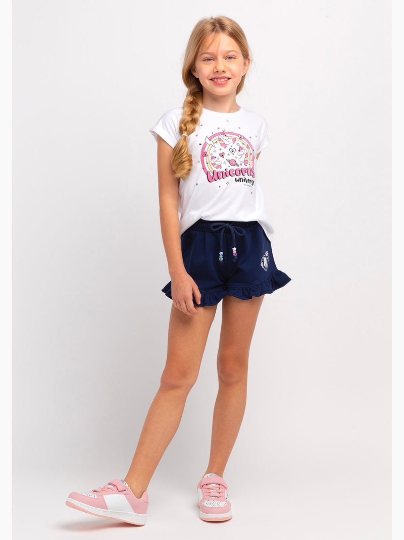 Short niña estampado unicornio en azul marino Azul marino - Kiabi