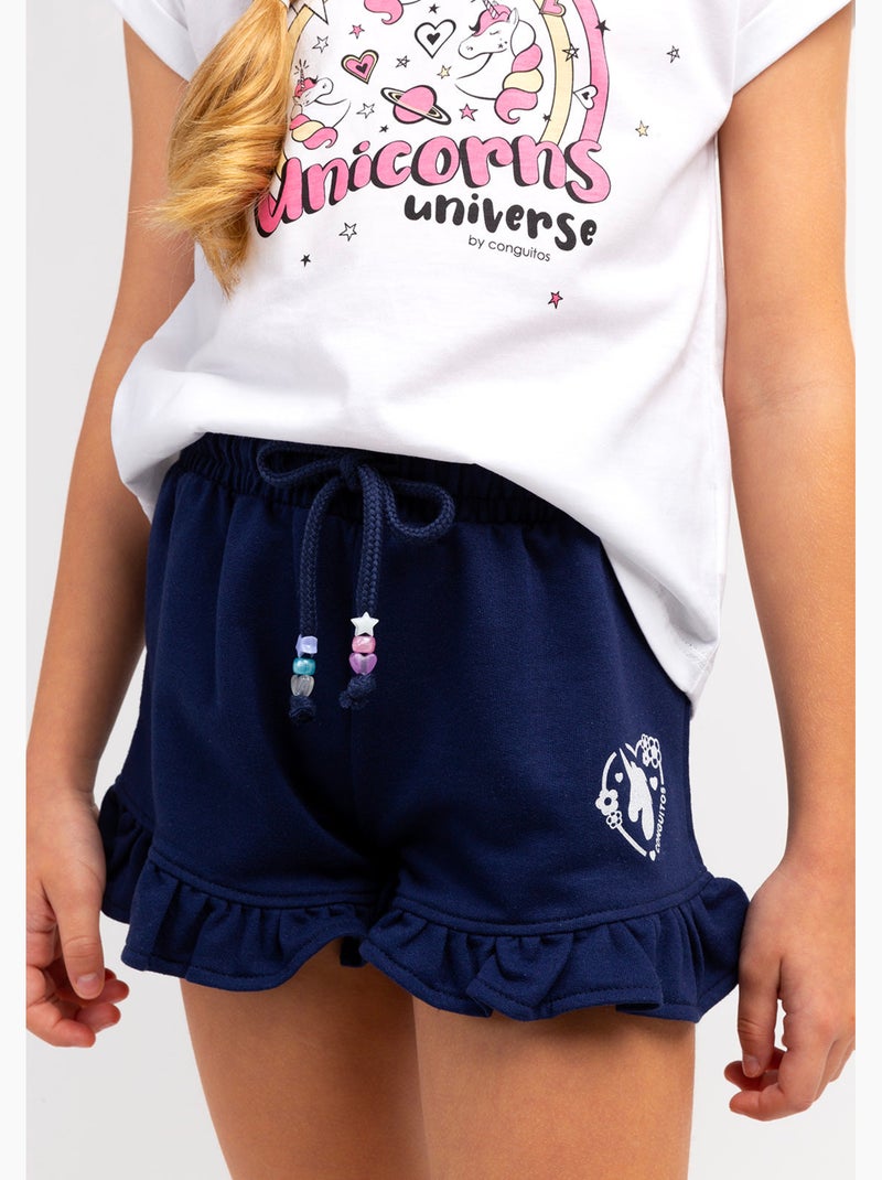 Short niña estampado unicornio en azul marino Azul marino - Kiabi