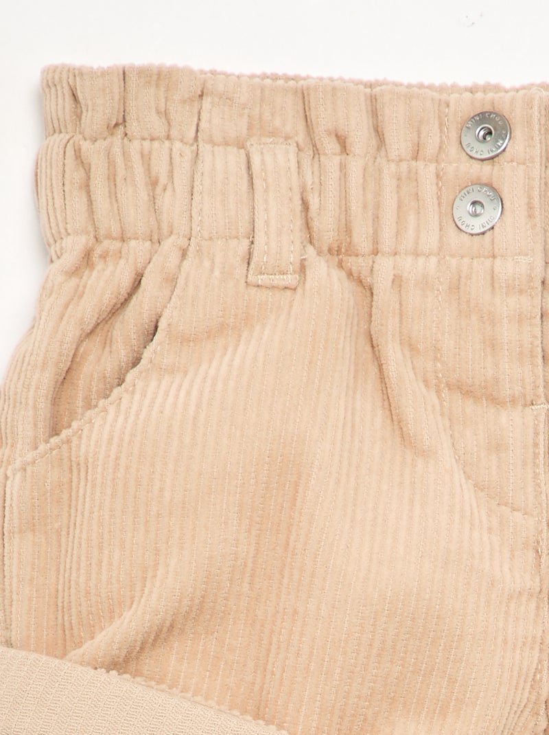 Short paperbag de pana Beige - Kiabi