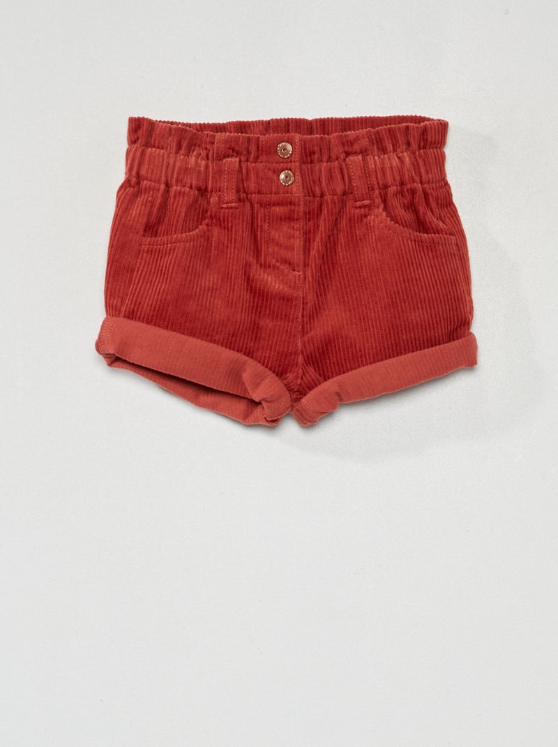 Short paperbag de pana ROJO - Kiabi
