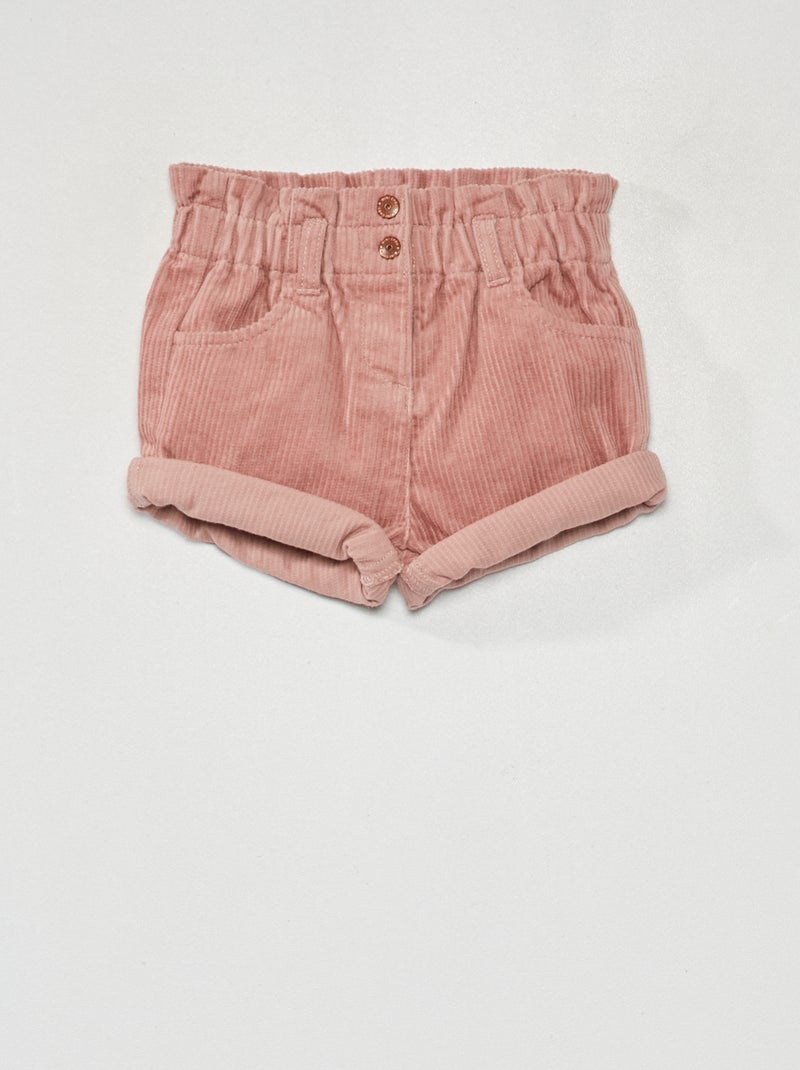 Short paperbag de pana viejo rosa - Kiabi