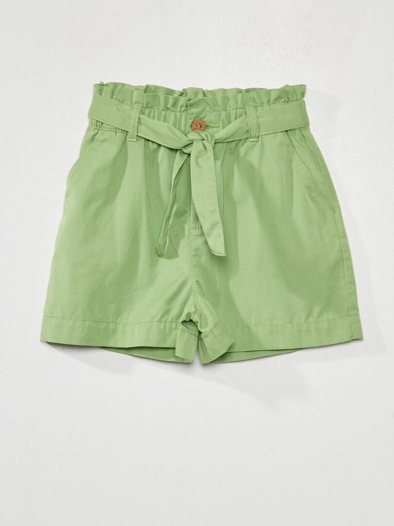 Short paperbag de tencel con cinturón VERDE - Kiabi