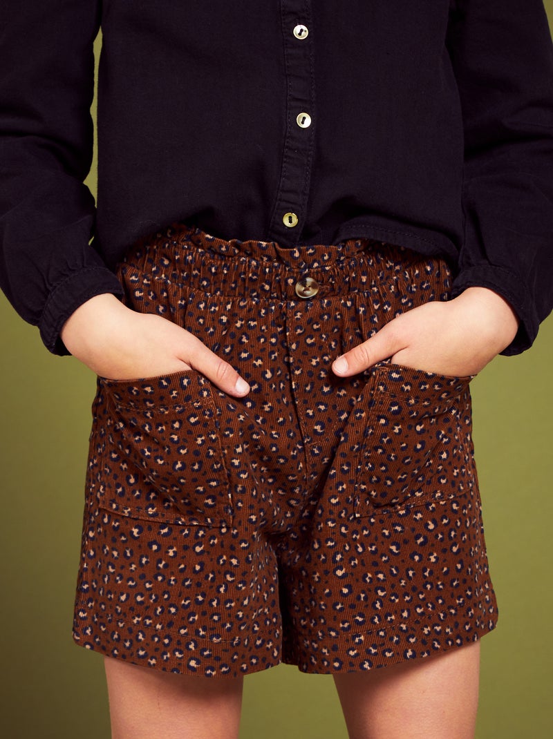 Short paperbag de terciopelo de leopardo MARRON - Kiabi