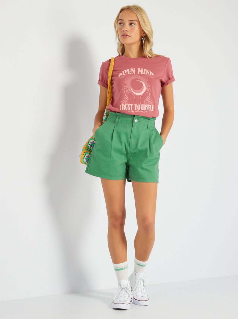 Short paperbag verde - Kiabi