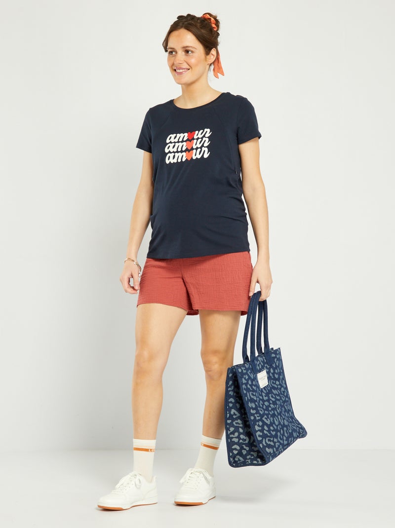 Short premamá de gasa de algodón ROJO - Kiabi