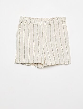 Short rayado de lino mezclado