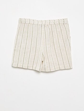 Short rayado de lino mezclado