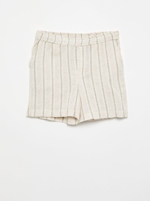 Short rayado de lino mezclado - Kiabi