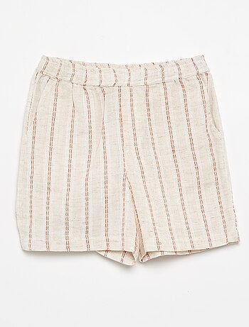 Short rayado de lino mezclado