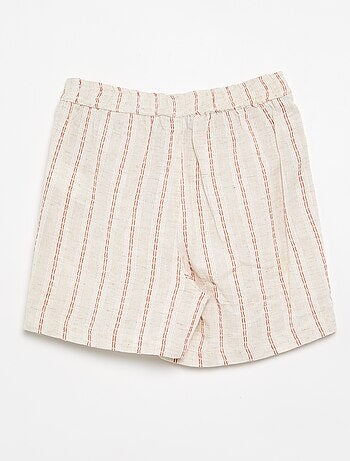 Short rayado de lino mezclado