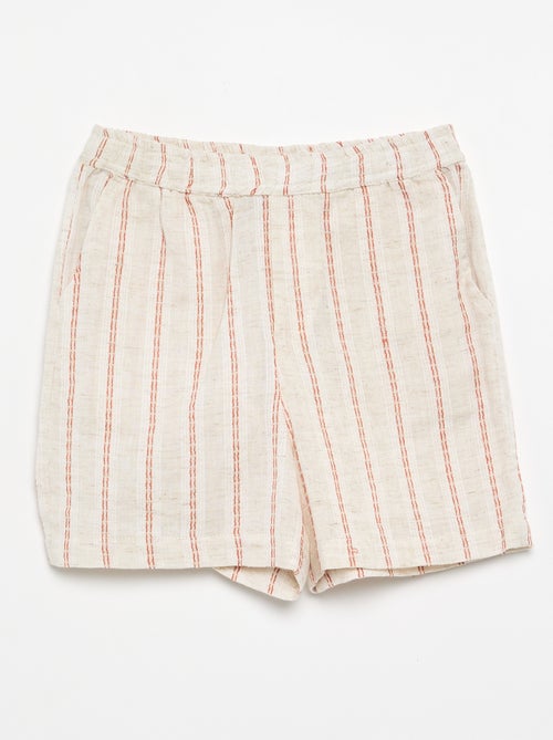 Short rayado de lino mezclado - Kiabi Short rayado de lino mezclado - Kiabi