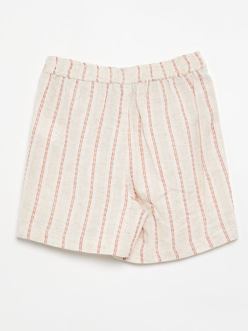 Short rayado de lino mezclado - Kiabi Short rayado de lino mezclado - Kiabi