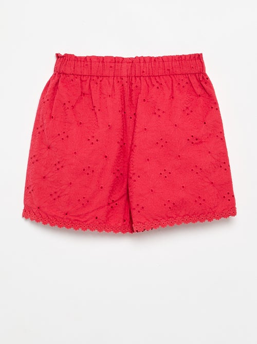 Short rojo con bordados ingleses - Kiabi