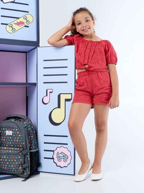 Short rojo con bordados ingleses - Kiabi Short rojo con bordados ingleses - Kiabi
